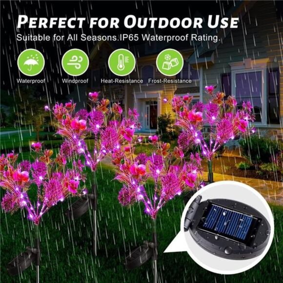 Garden Solar Lights Outdoor Waterproof IP65, 2PK Phalaenopsis Solar Flowers - Picture 3 of 7